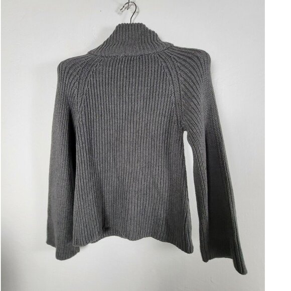 Talbots Women’s Knit Cardigan Sweater Small Gray Cotton Cashmere Blend Toggle - Picture 2 of 7